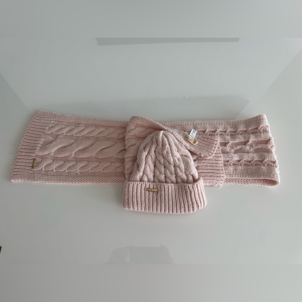 Michael Kors Braided Light pink Scarf and Hat Set